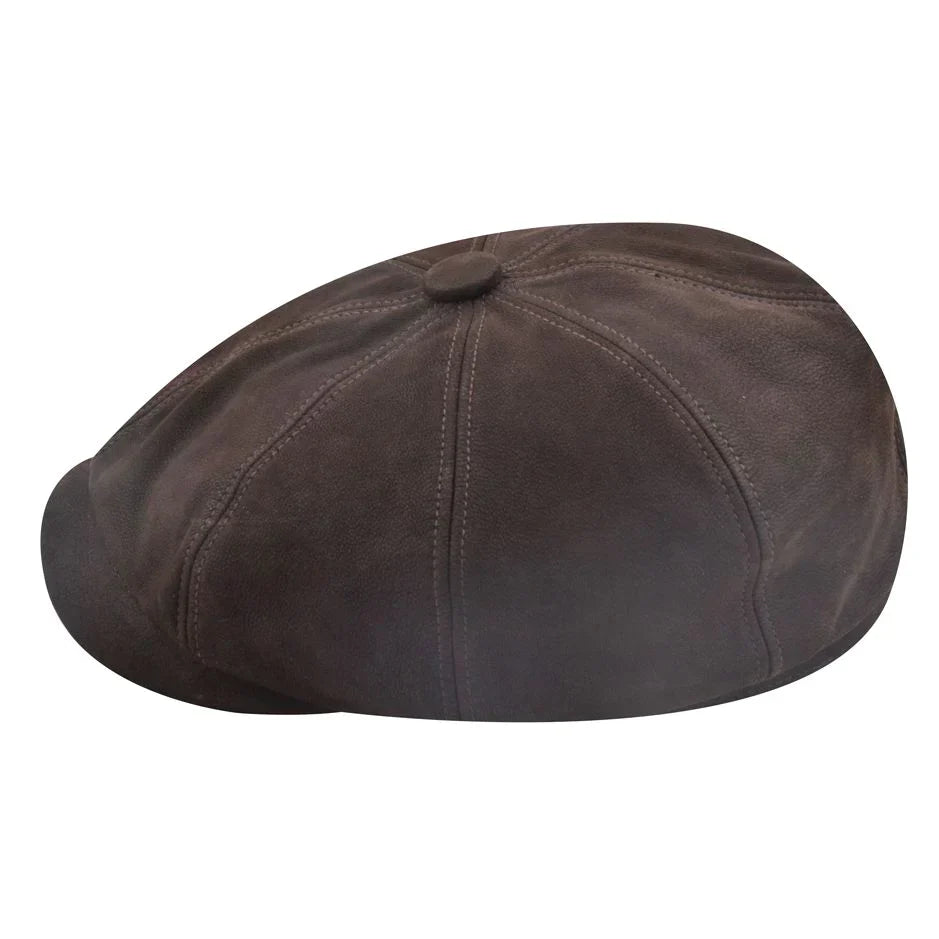 Premium Sheepskin Leather Gladwin Bond Hatters London Leather Newsboy Cap