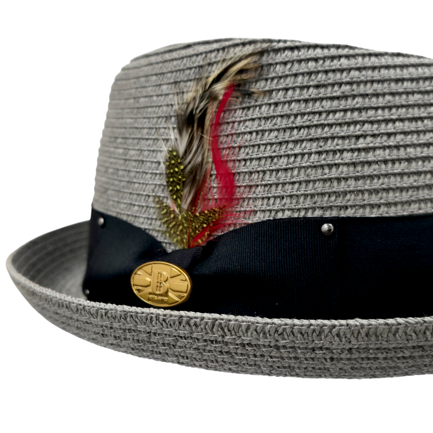 Diamond Crown paper straw Pork Pie Hat - Grey