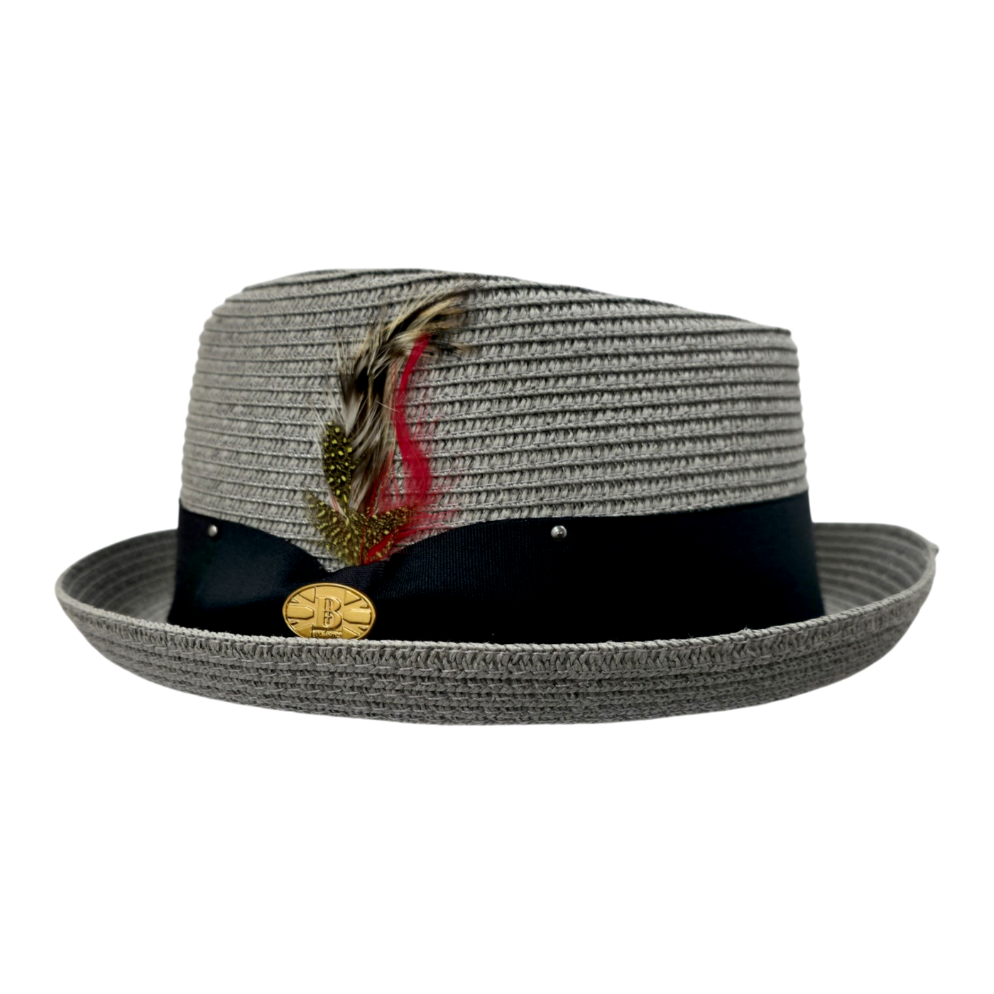Diamond Crown paper straw Pork Pie Hat - Grey