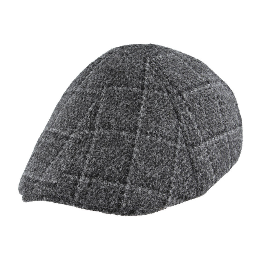 Duckbill Six Panel Check Tweed Wool Flat Cap