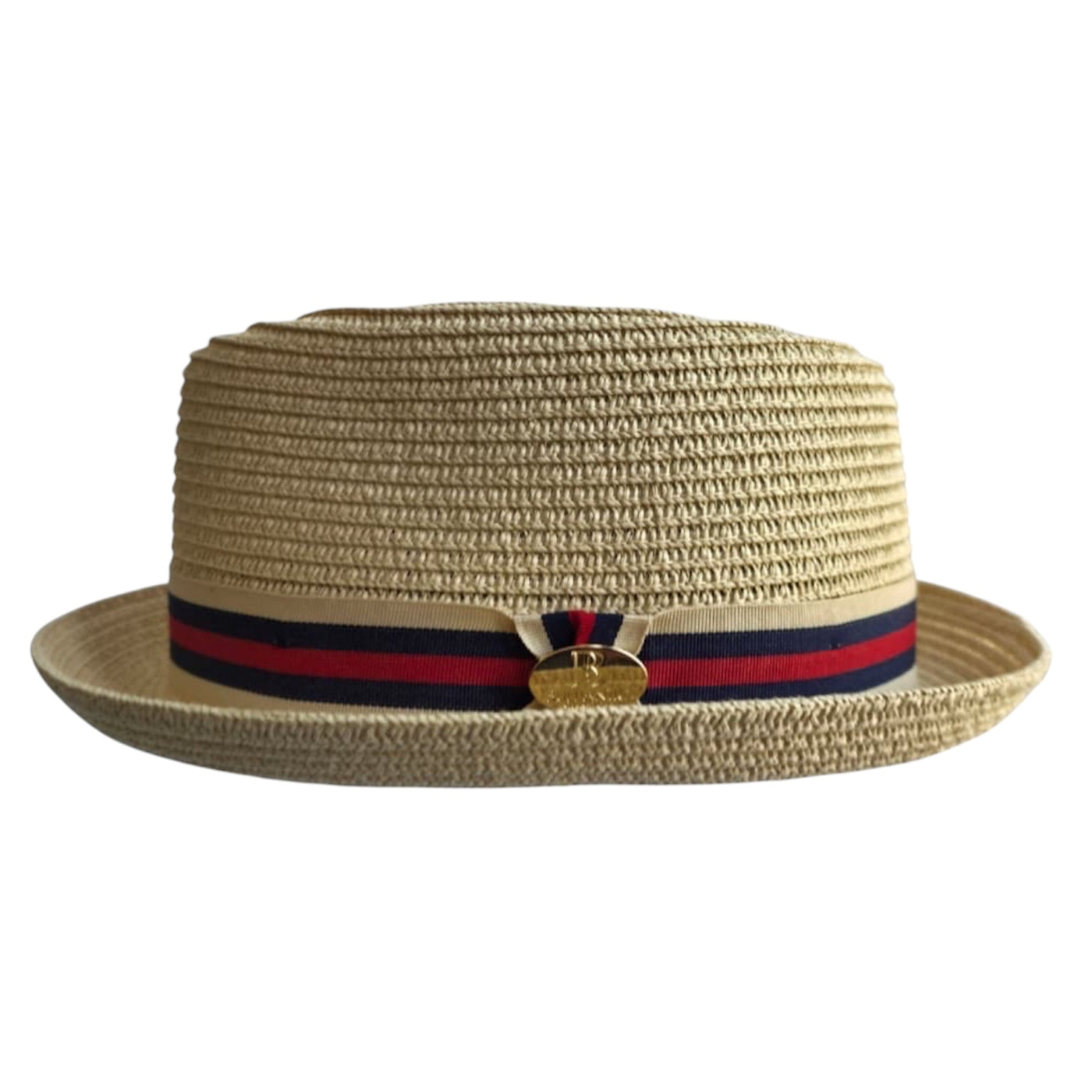 Bullantic Summer Paper Straw Diamond Crown Pork Pie Hat with Stripe Band