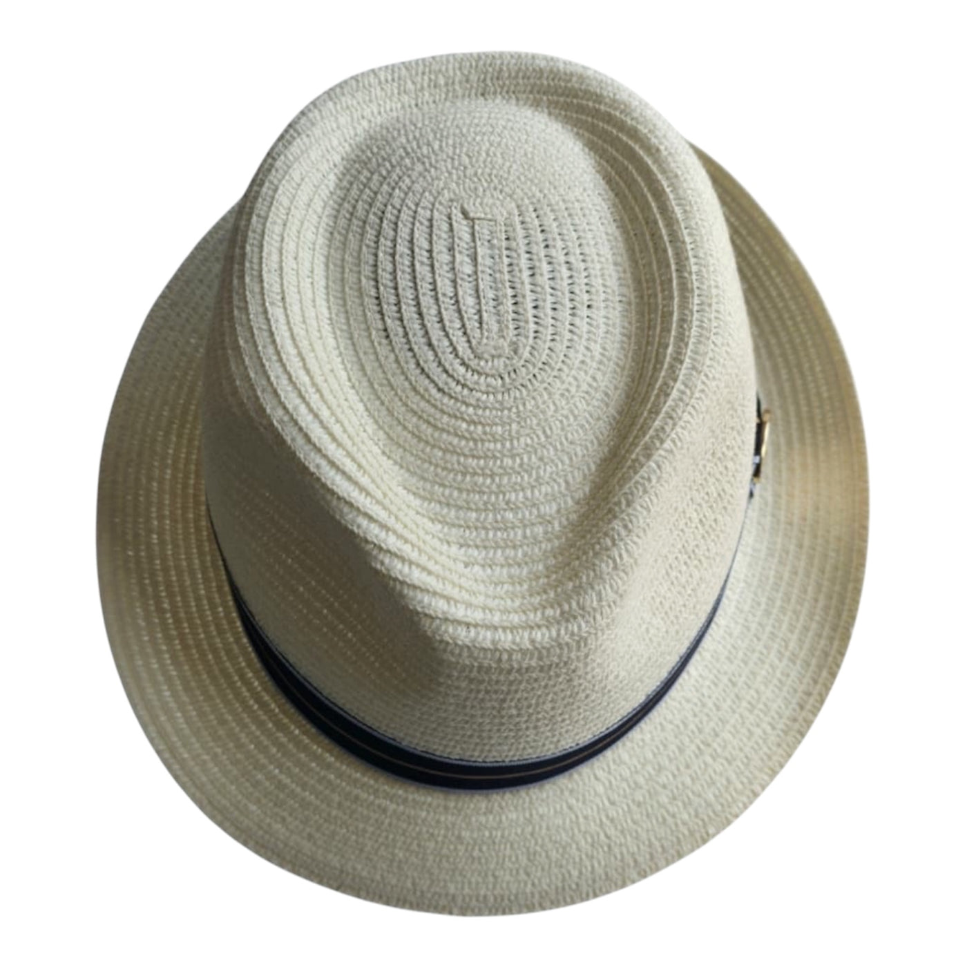 Summer Paper Straw Trilby Hat with Striped Band