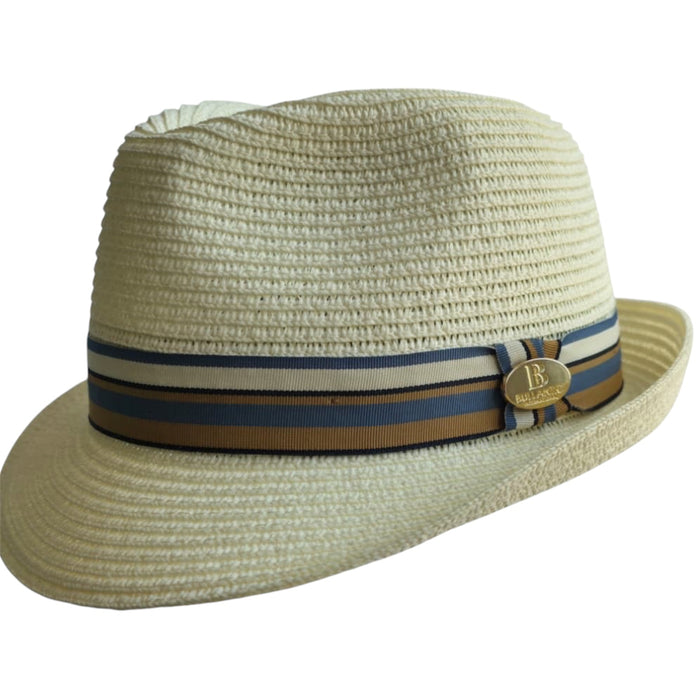 Summer Paper Straw Trilby Hat with Striped Band