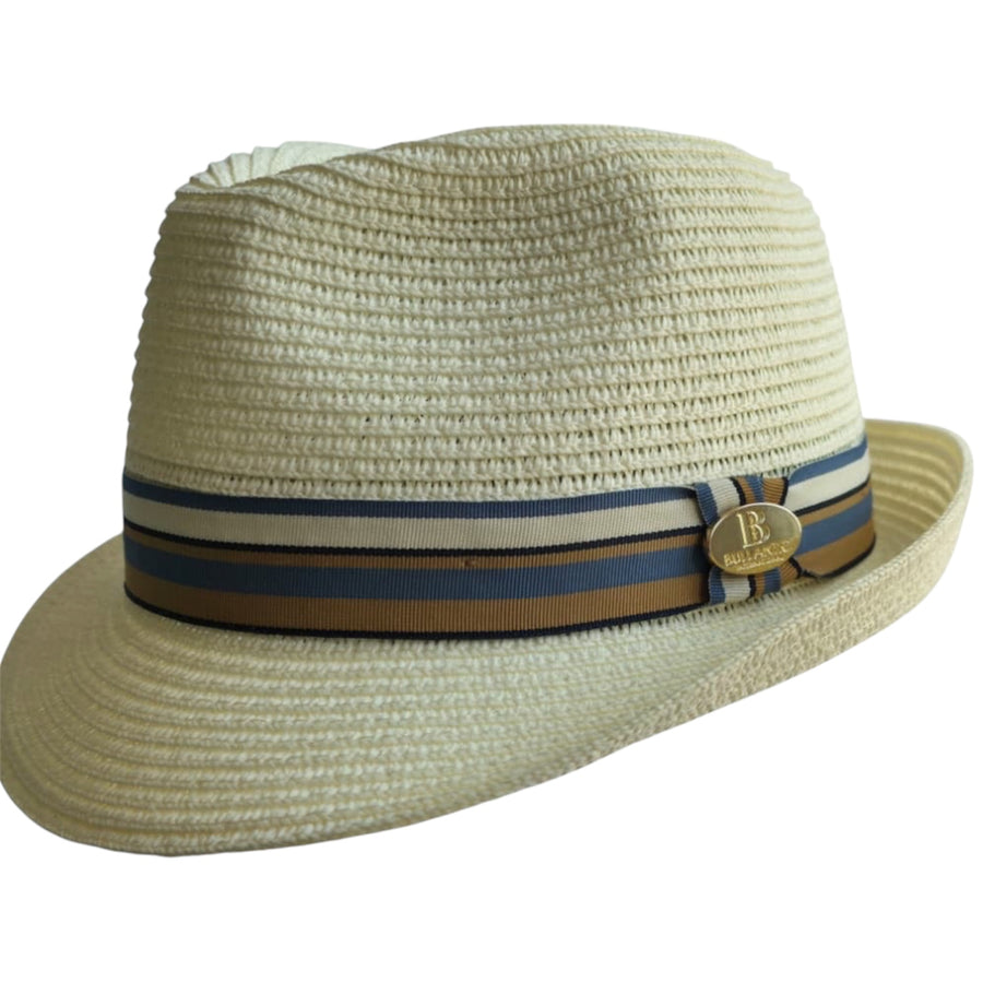 Summer Paper Straw Trilby Hat with Striped Band