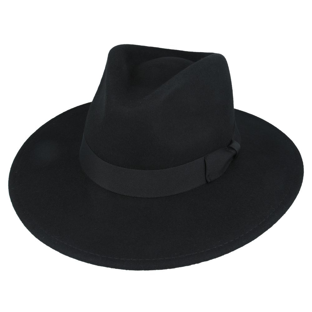 Wide Brim Wool Crushable Fedora Hat