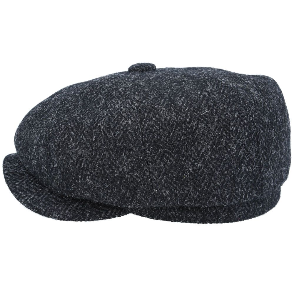 Harris Tweed Herringbone Newsboy Cap – Grey