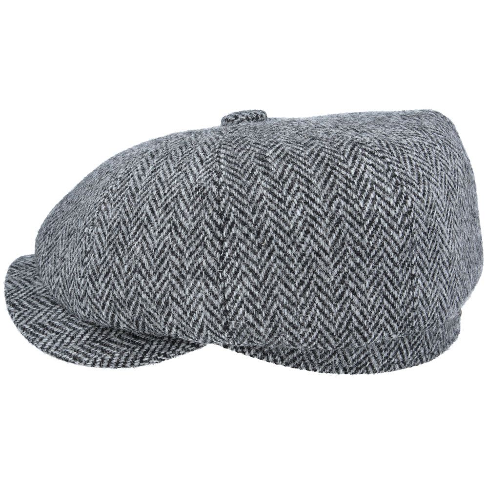 Harris Tweed Herringbone Newsboy Cap – Charcoal