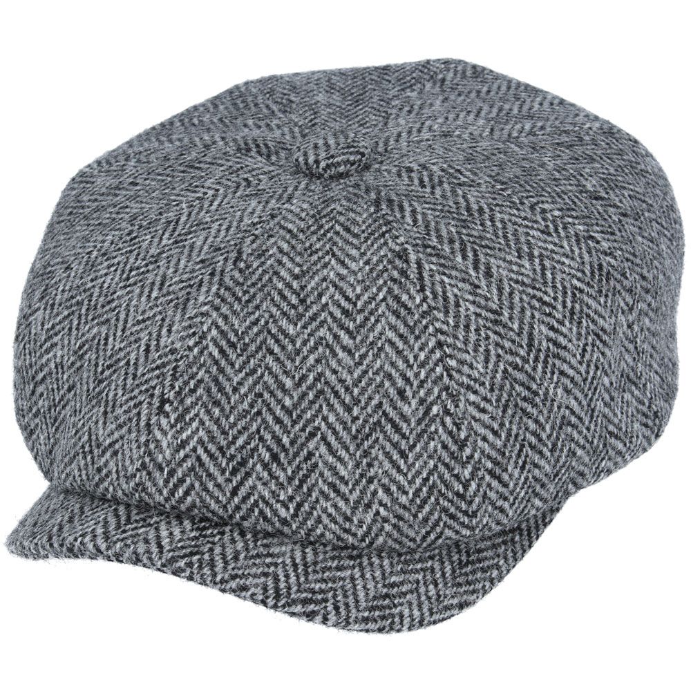 Harris Tweed Herringbone Newsboy Cap – Navy