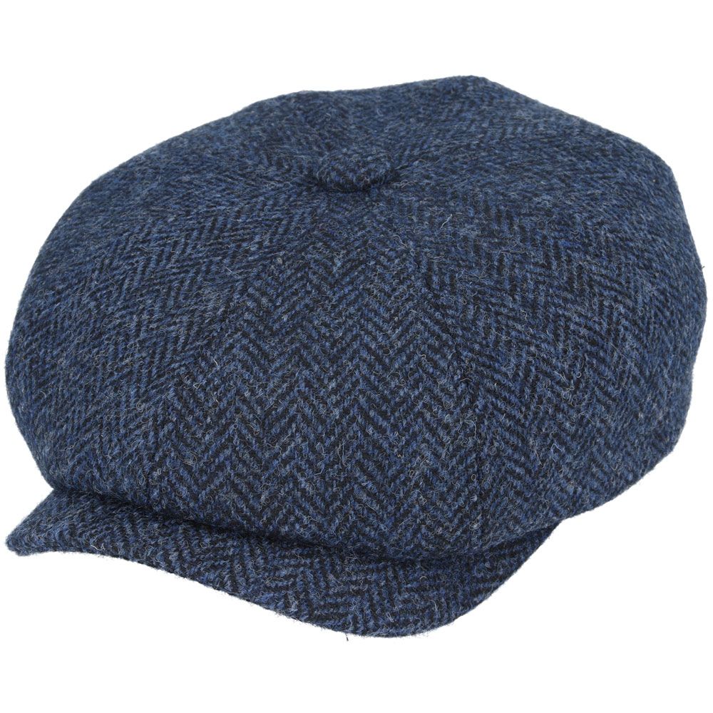 Harris Tweed Herringbone Newsboy Cap – Navy