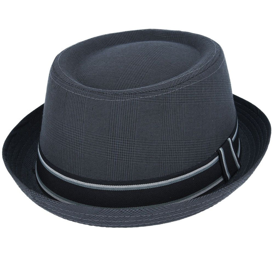 Maz Cotton Pork Pie Hat With Strip Band, Deep Grey