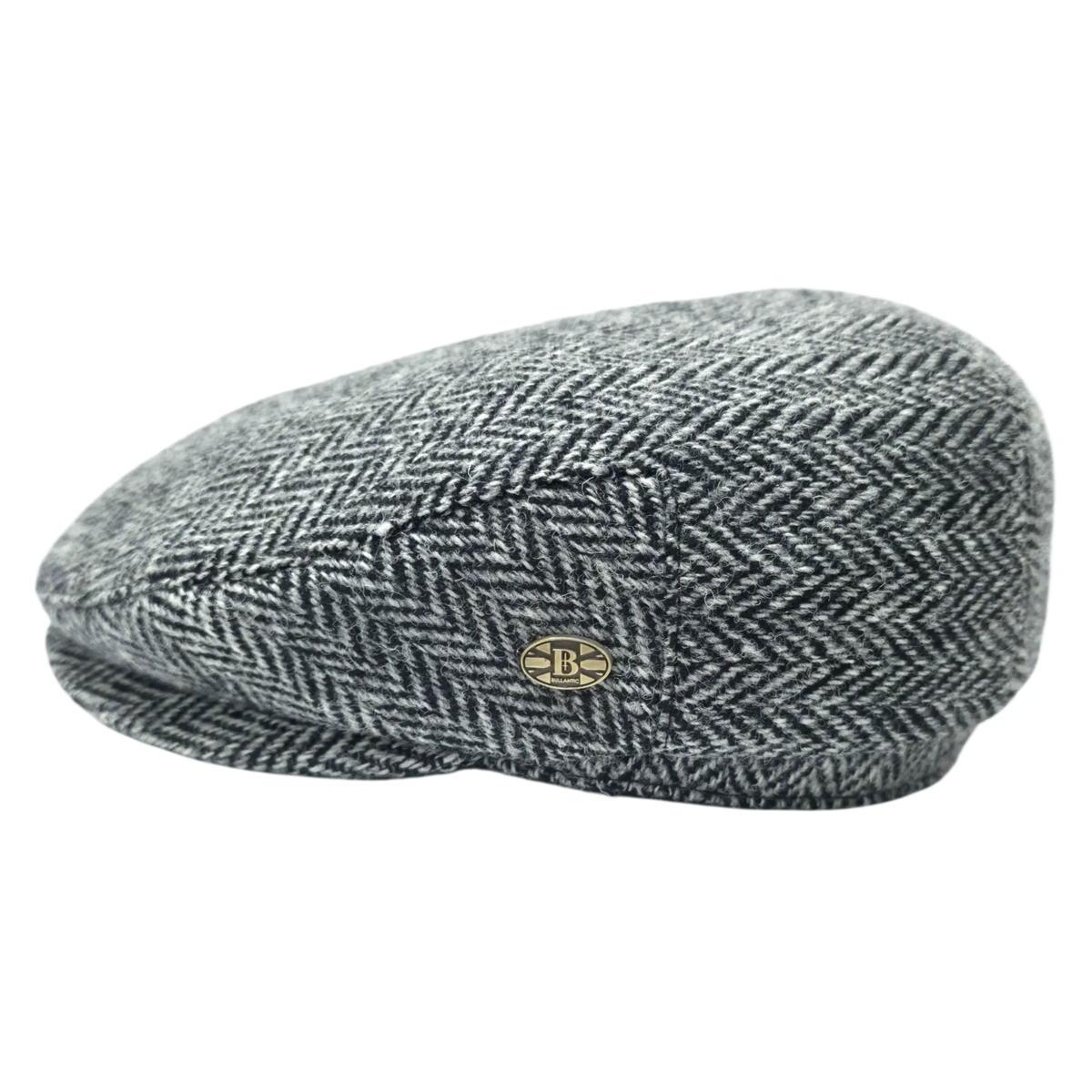 Harris Tweed Herringbone Flat Cap – Black