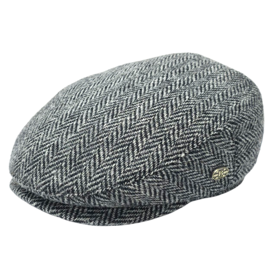 Harris Tweed Herringbone Flat Cap – Grey
