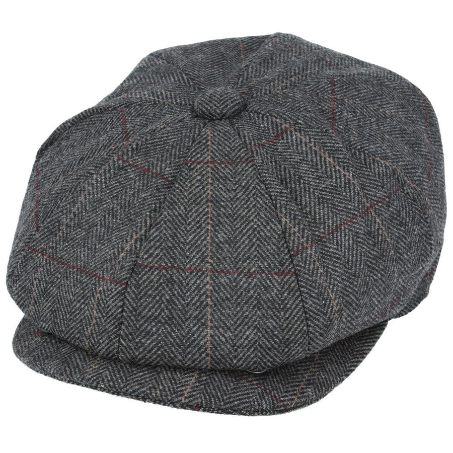 Maz Check Herringbone 8 Panel Newsboy Cap